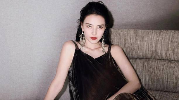 高圆圆不愧是“直男女神”，棕色丝绒长裙+大背头，美的很高级！