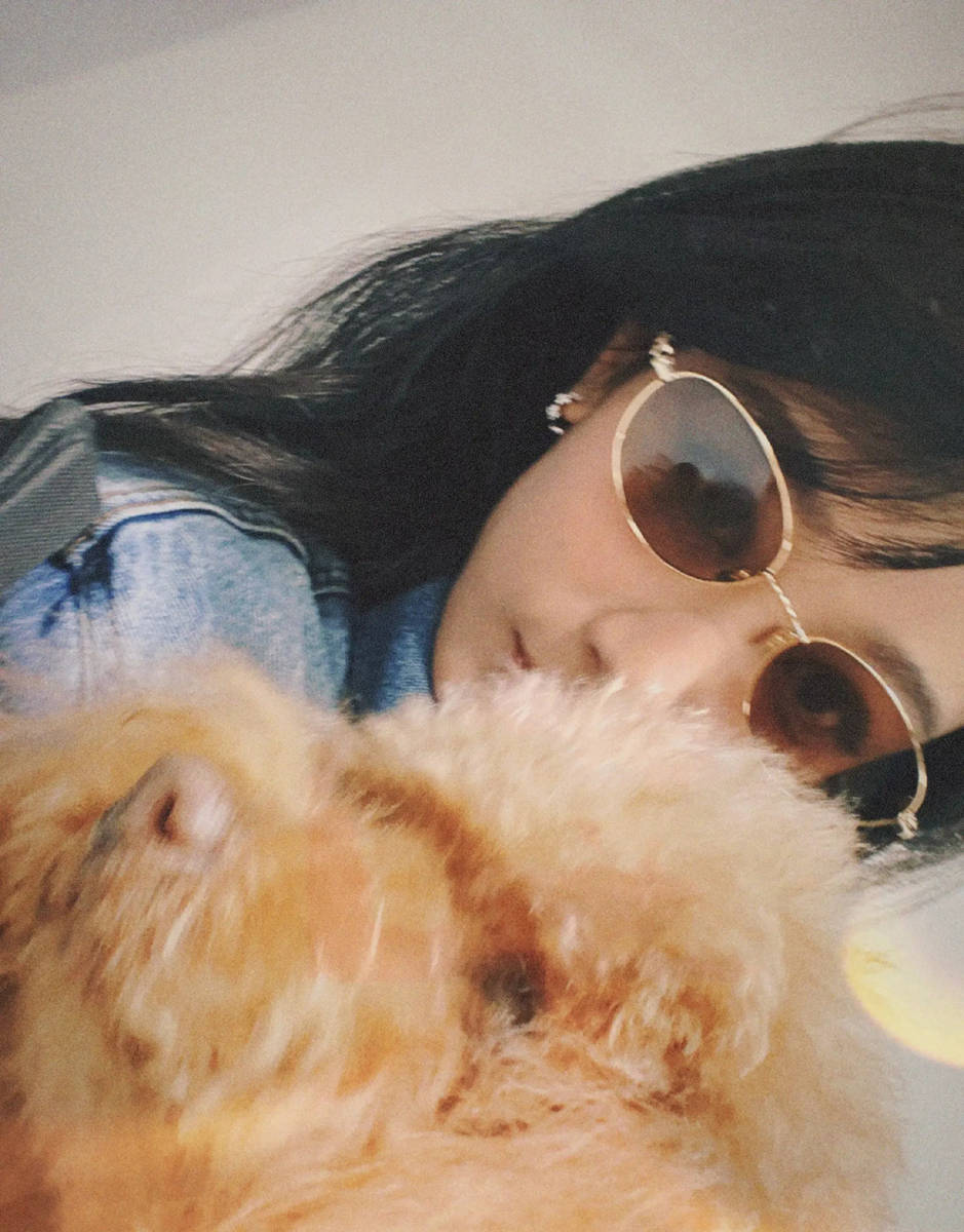 杨紫与宠物狗小piu亲密贴贴合影！画面温馨有爱