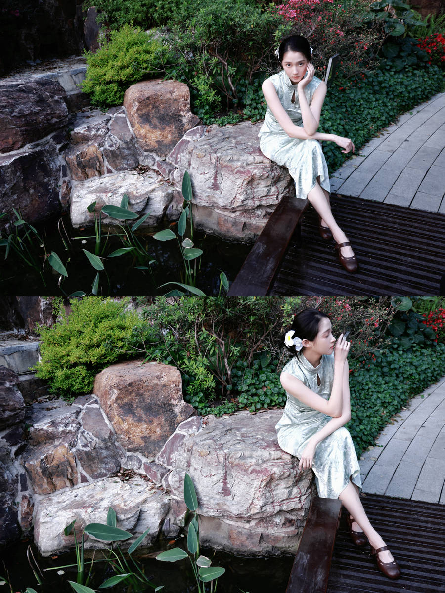 关晓彤竹林大片曝光！穿素色旗袍裙气质优雅迷人