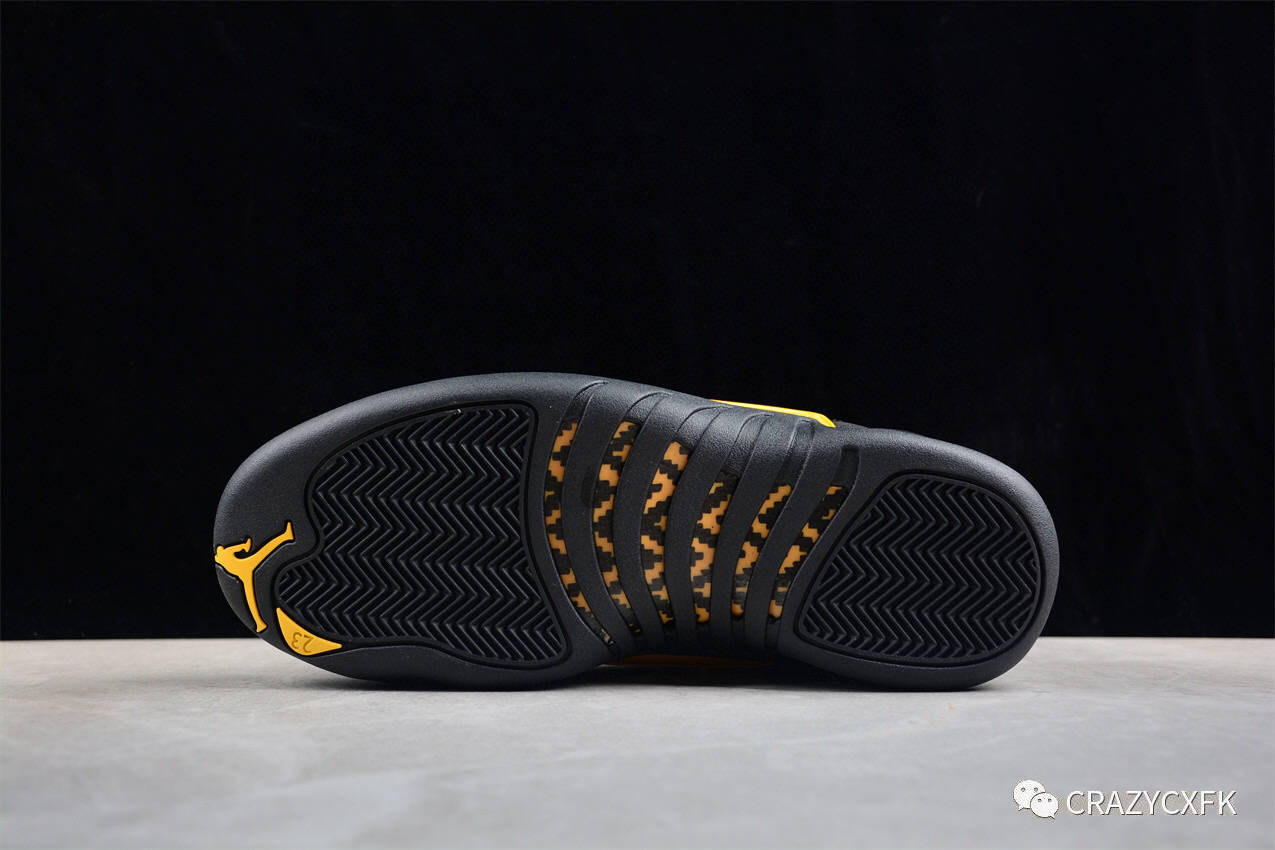乔丹air jordan 12 retro black taxi 黑金篮球鞋_鞋带_金色_logo