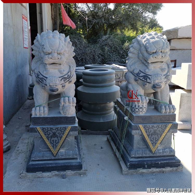 墓地石狮子图片 石狮子摆放墓地选用多大的合适_九龙_位置_守护