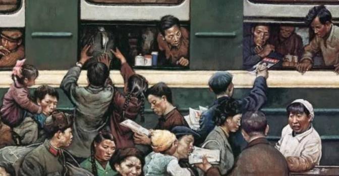 这幅油画里的赶火车场景,太震撼!_文苑_中国_人们