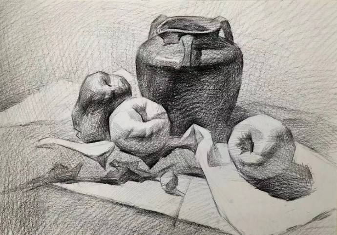 素描静物的三个要点及步骤分析讲解_透视_空间_形体