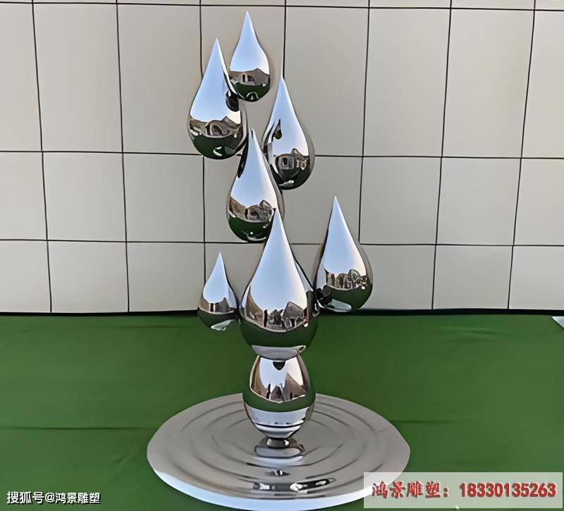镜面不锈钢水滴组合雕塑:代表自然界的力量和生命的延续_城市_质感