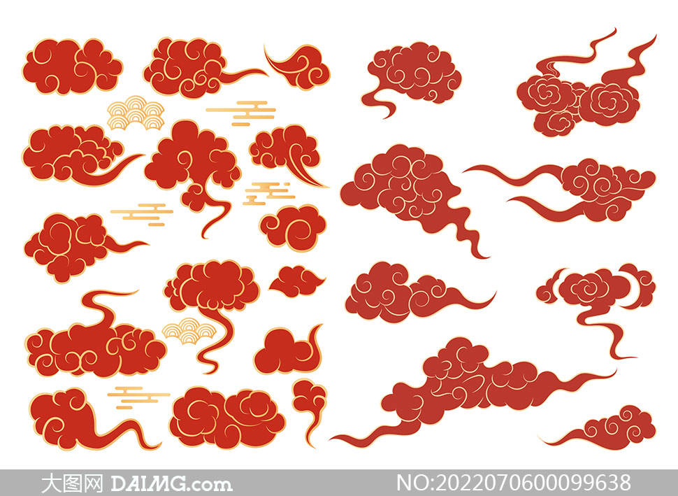 中国传统祥云图案 | 传统纹样素材_vector_daimg_com