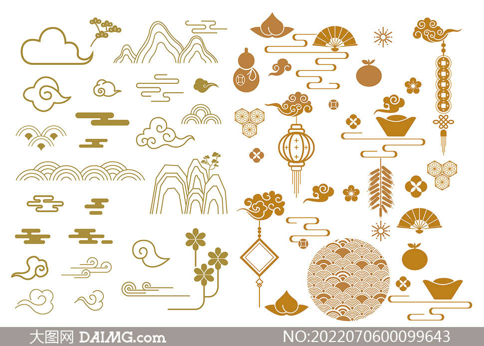 中国传统祥云图案 | 传统纹样素材_vector_daimg_com