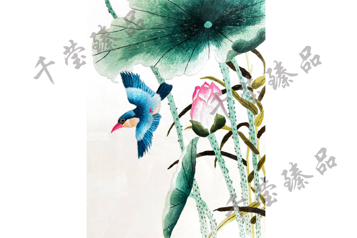 非遗 千莹湘绣历久弥新的艺术瑰宝_翠鸟_绣制_荷花