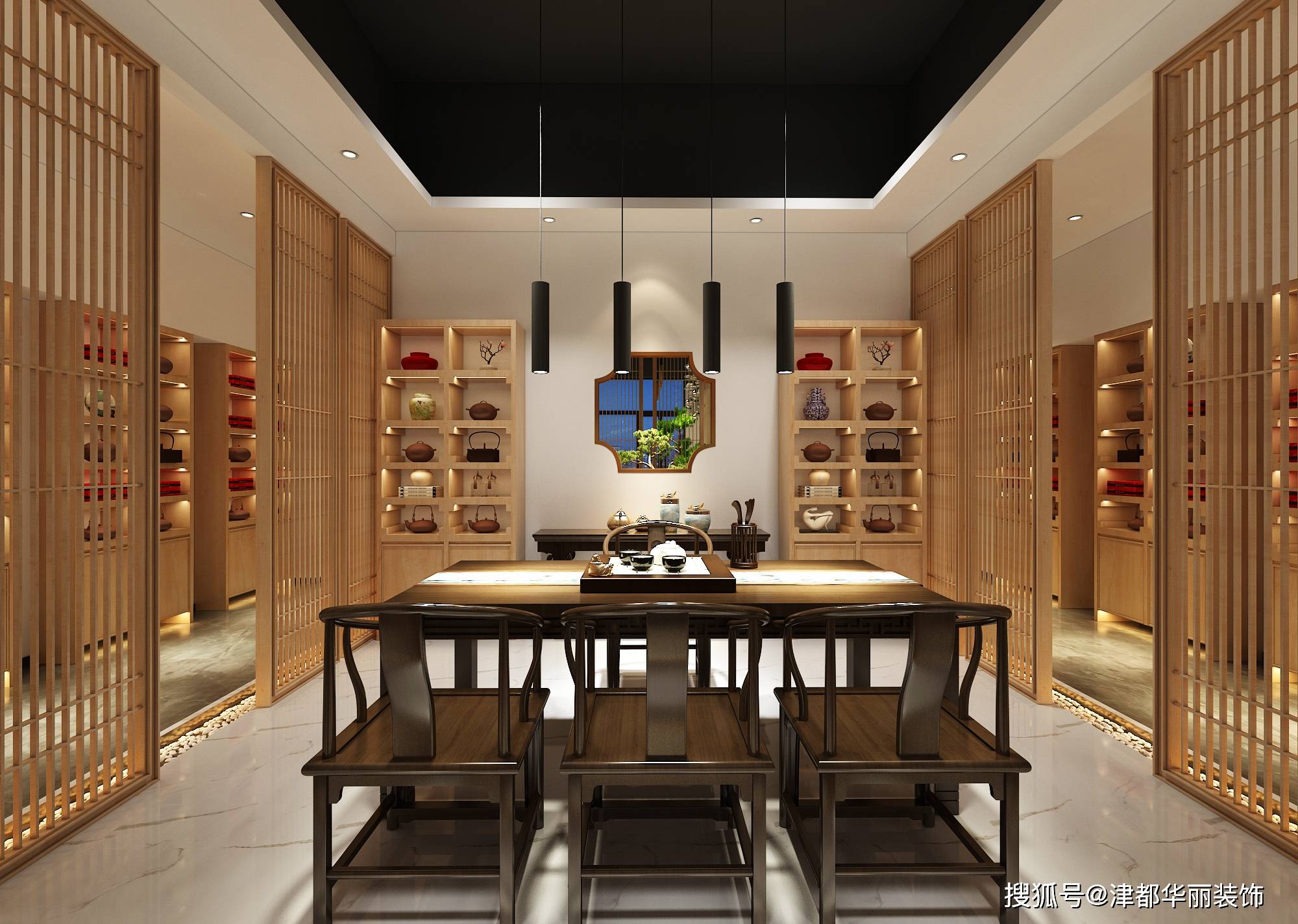 银川装修公司津都华丽银川静心茶楼装修设计方案鉴赏