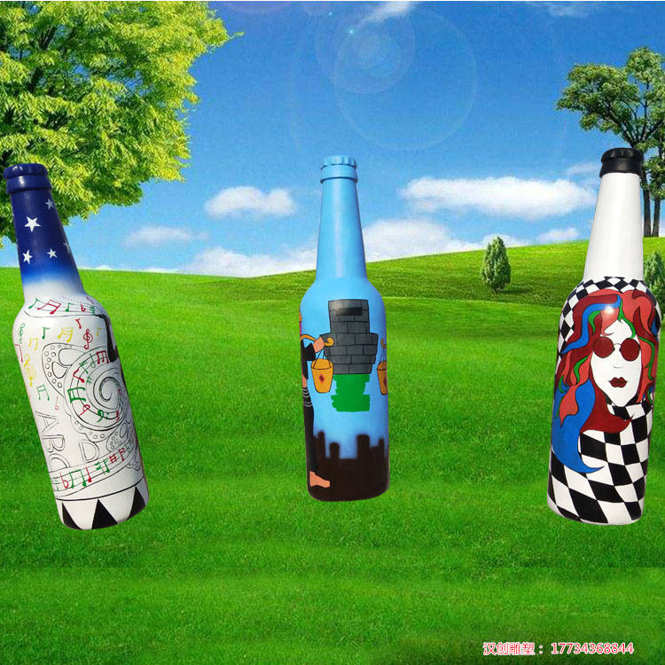 玻璃钢仿真啤酒瓶雕塑 瓶子模型装饰品摆件
