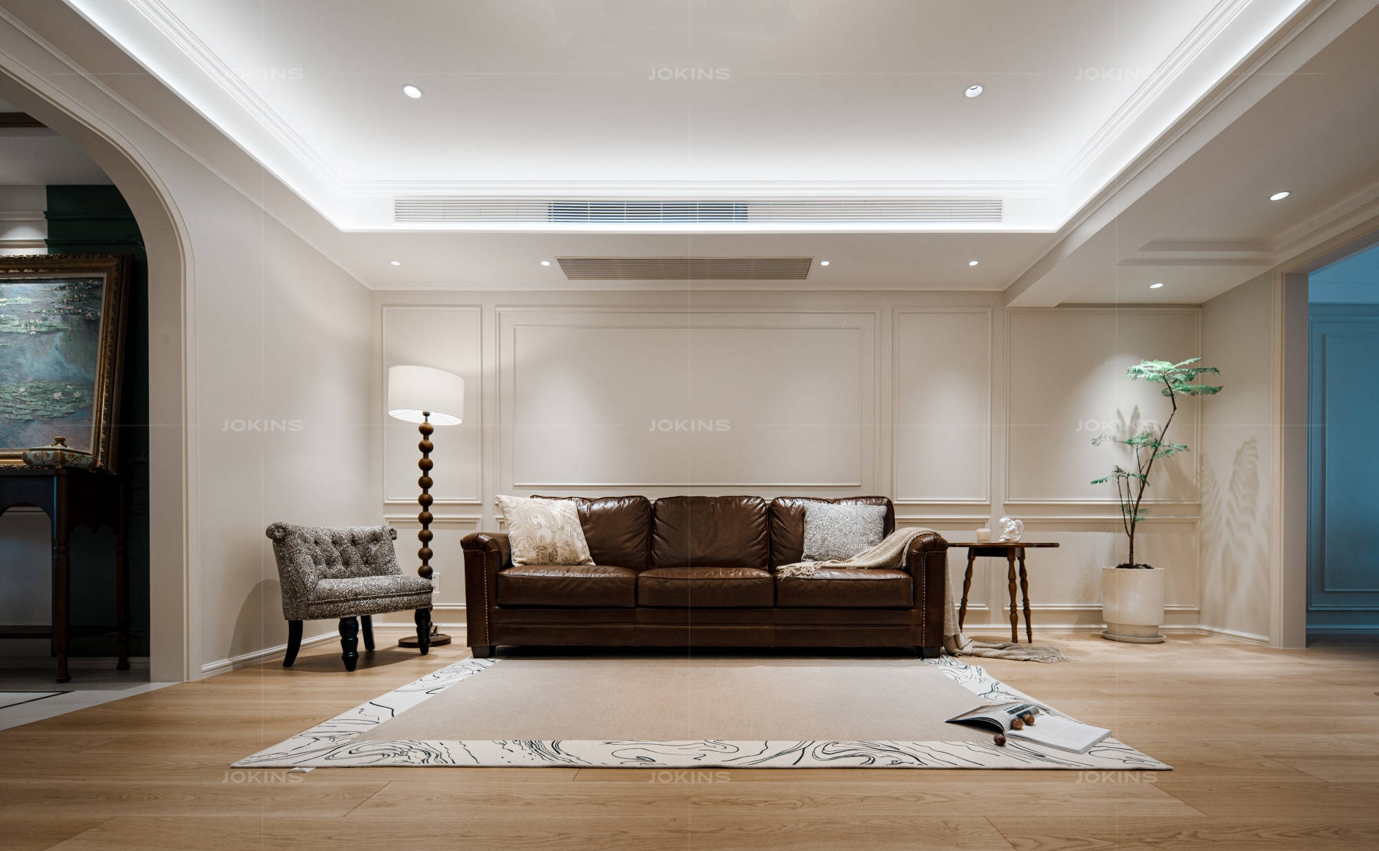 装修拒绝单调!整木定制白色系客厅,"大白墙"一样很高级!