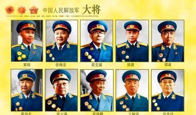 中国中将军衔名单图片