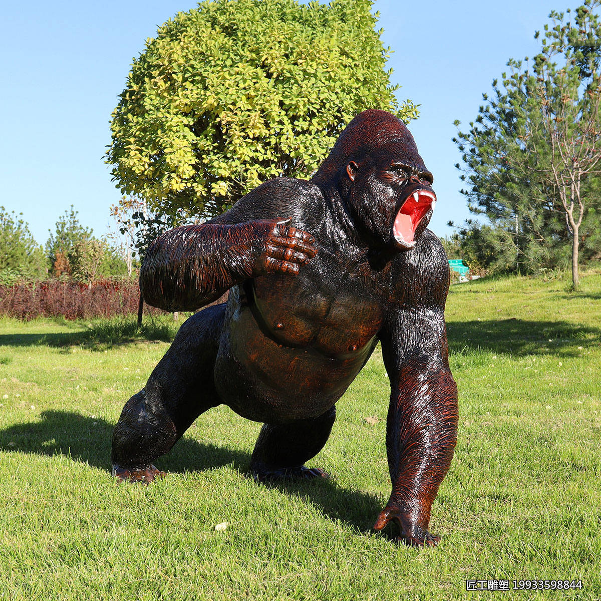 玻璃钢大猩猩动物雕塑 户外大型仿真景观装饰
