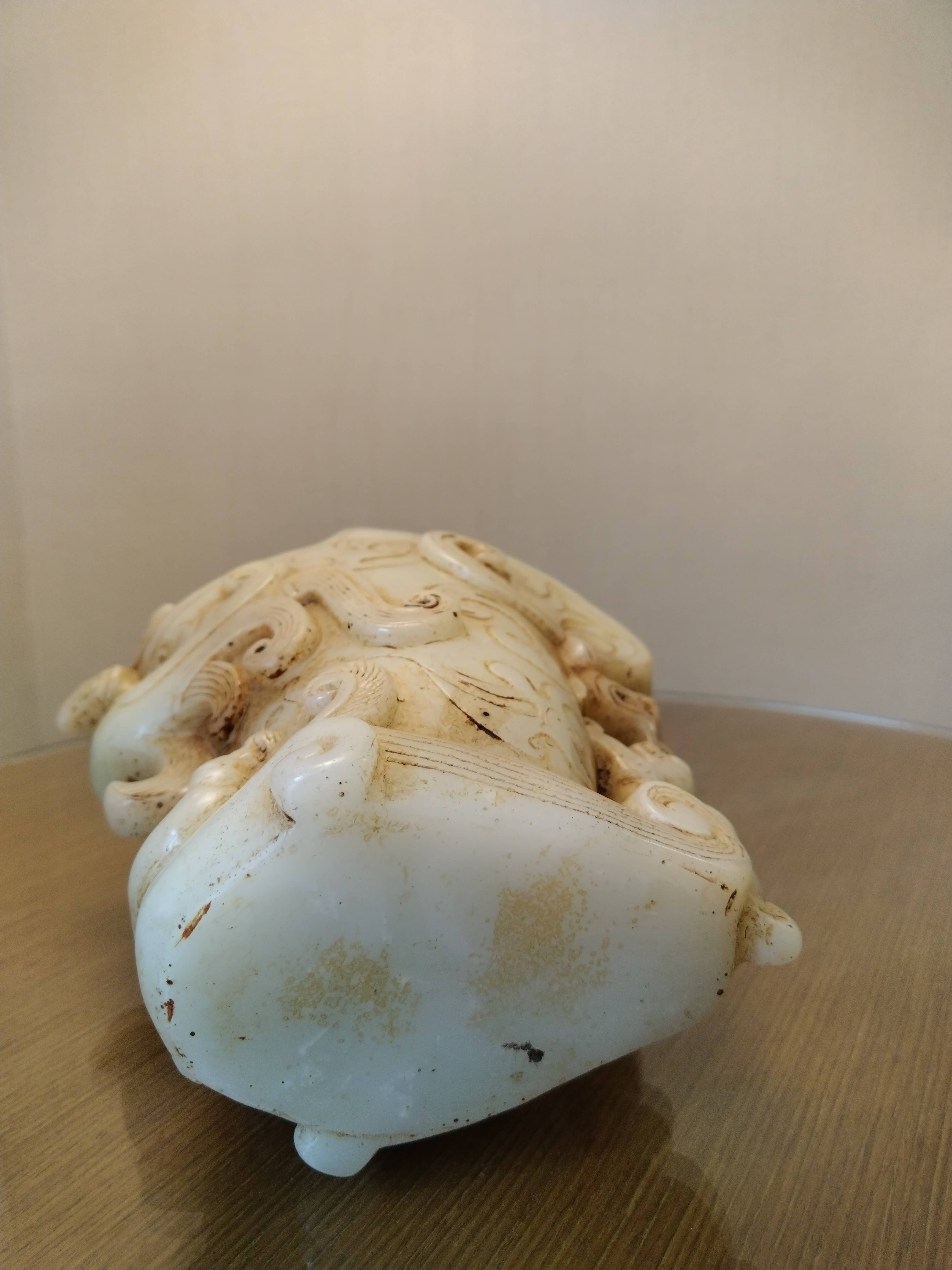 汉代白玉螭虎夔凤觥杯艺术处理磅礴大气_玉器_造型_cm