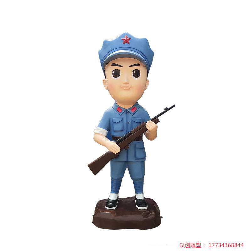 玻璃钢卡通小红军雕塑 户外人物景观造型摆件小品