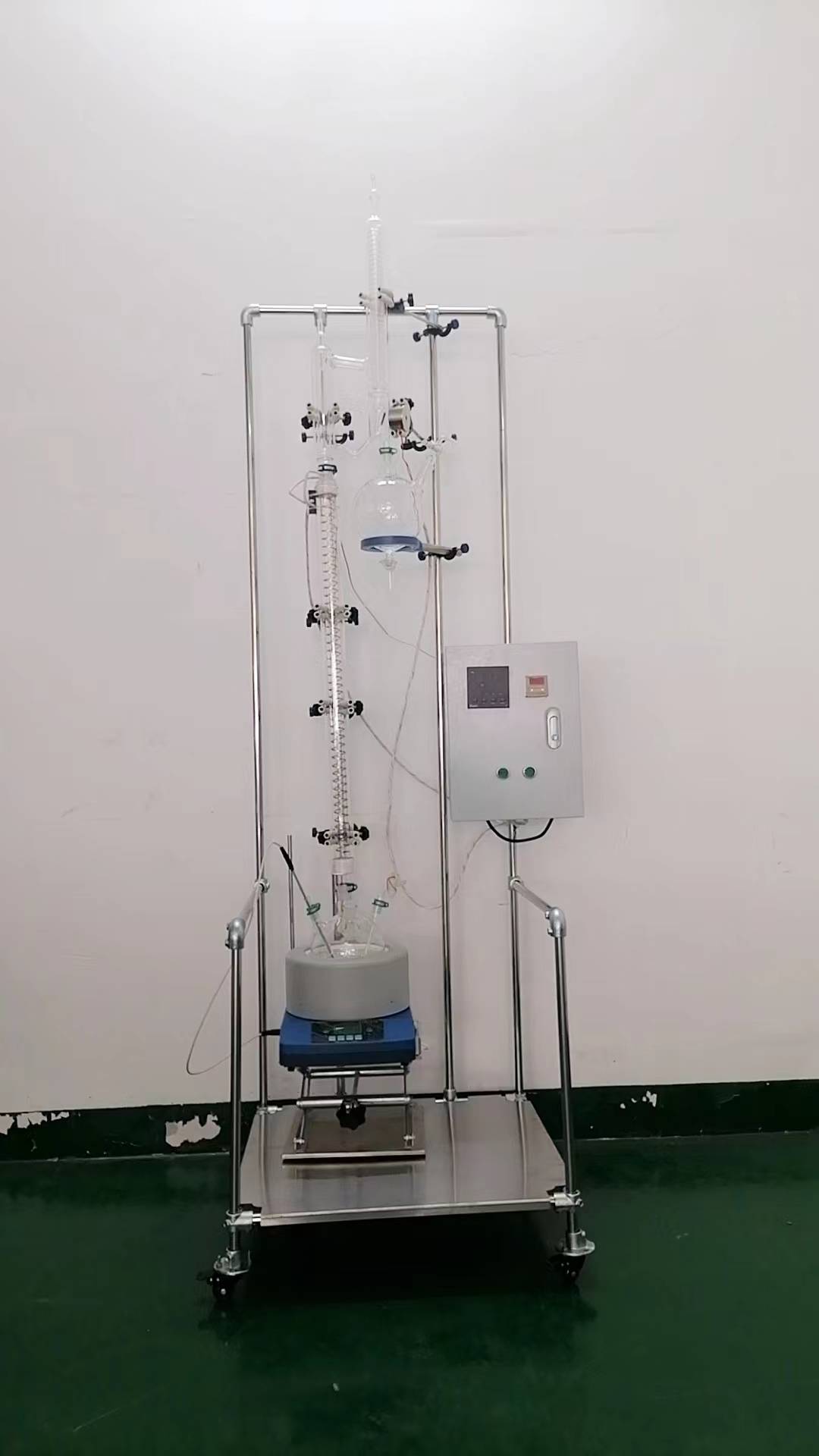 实验室玻璃精馏塔装置 精馏柱 不锈钢高真空精馏釜 送填料