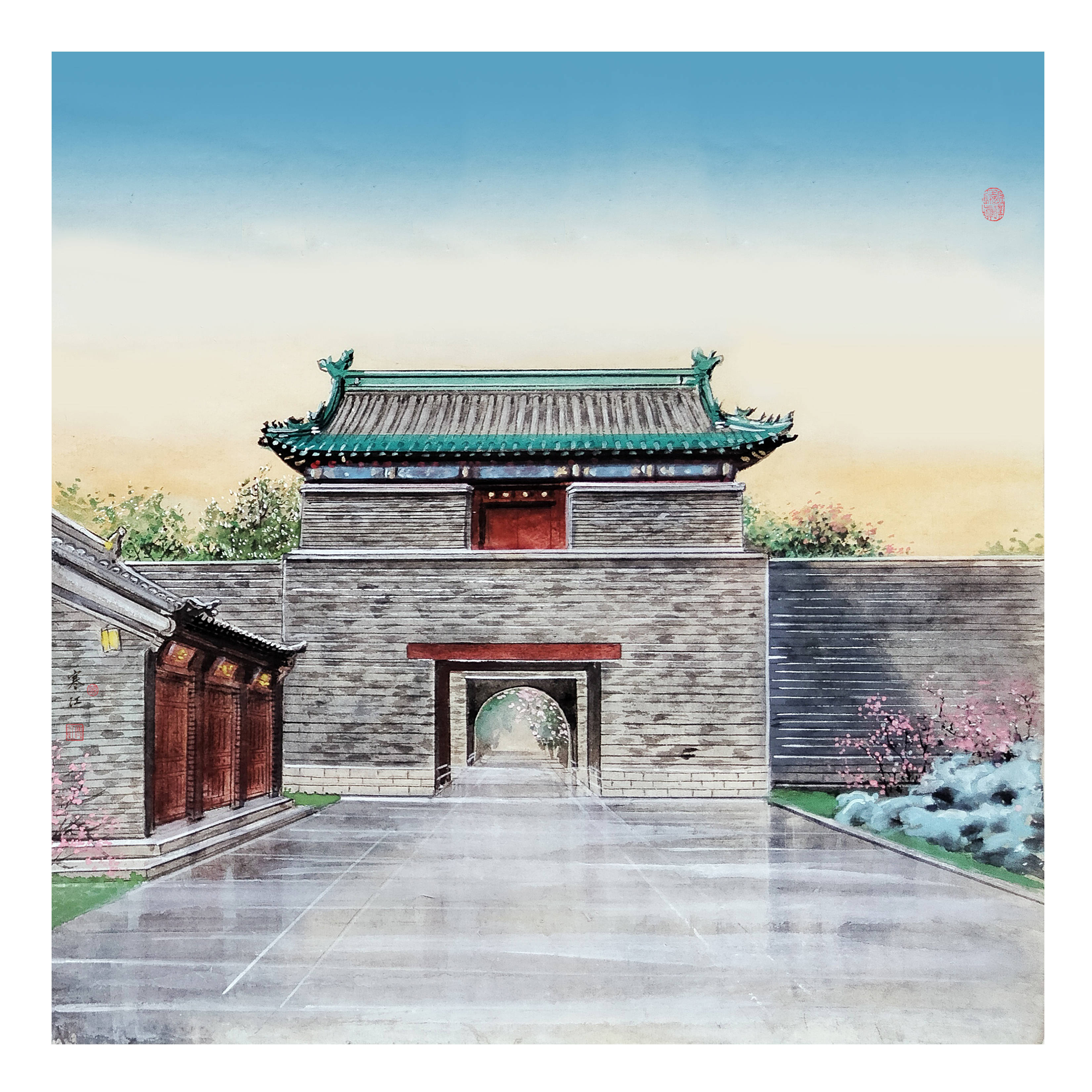 界画寒江---北京中轴线 . 西便门