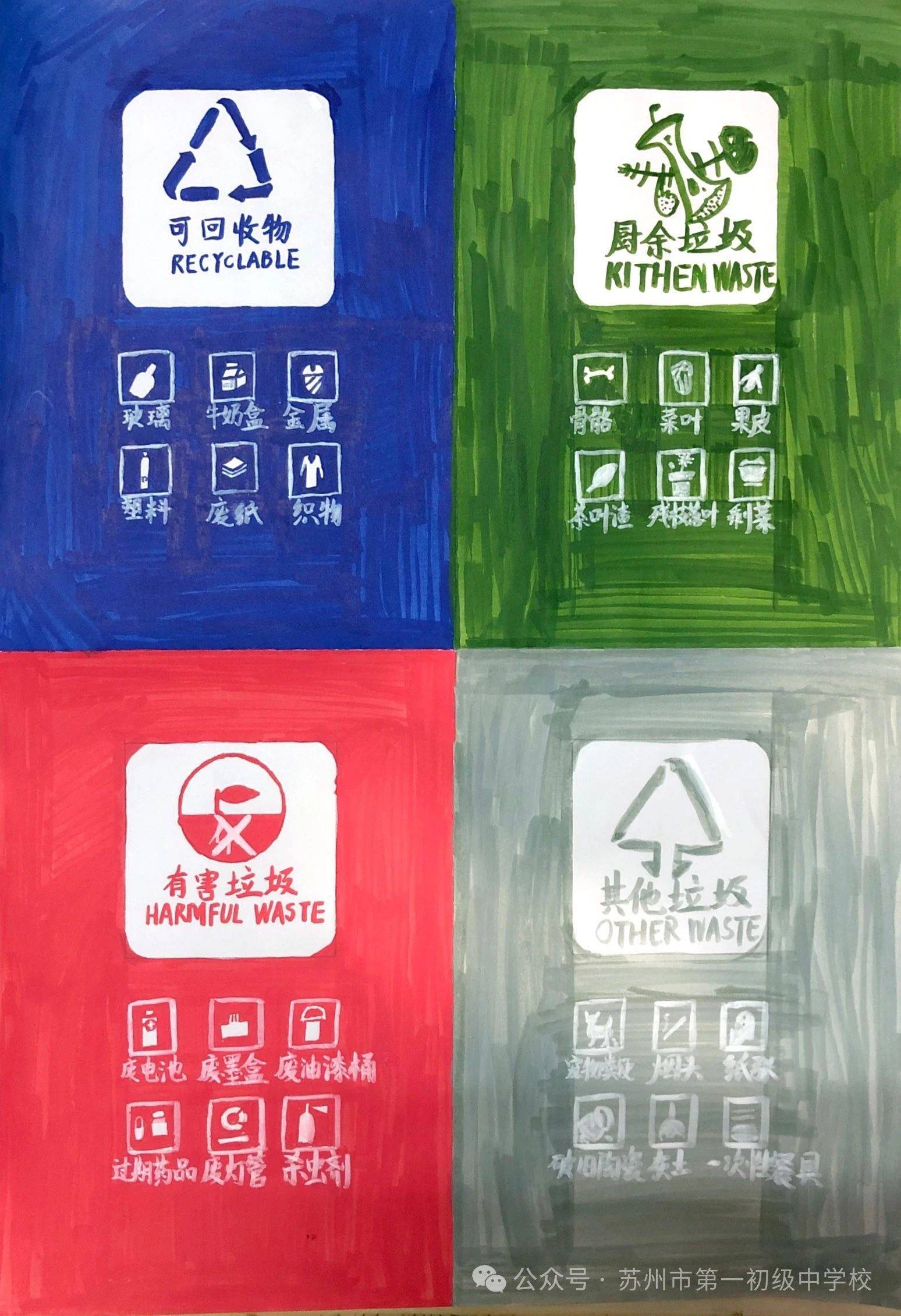 苏州市第一初级中学校:"垃圾分类"主题宣传画