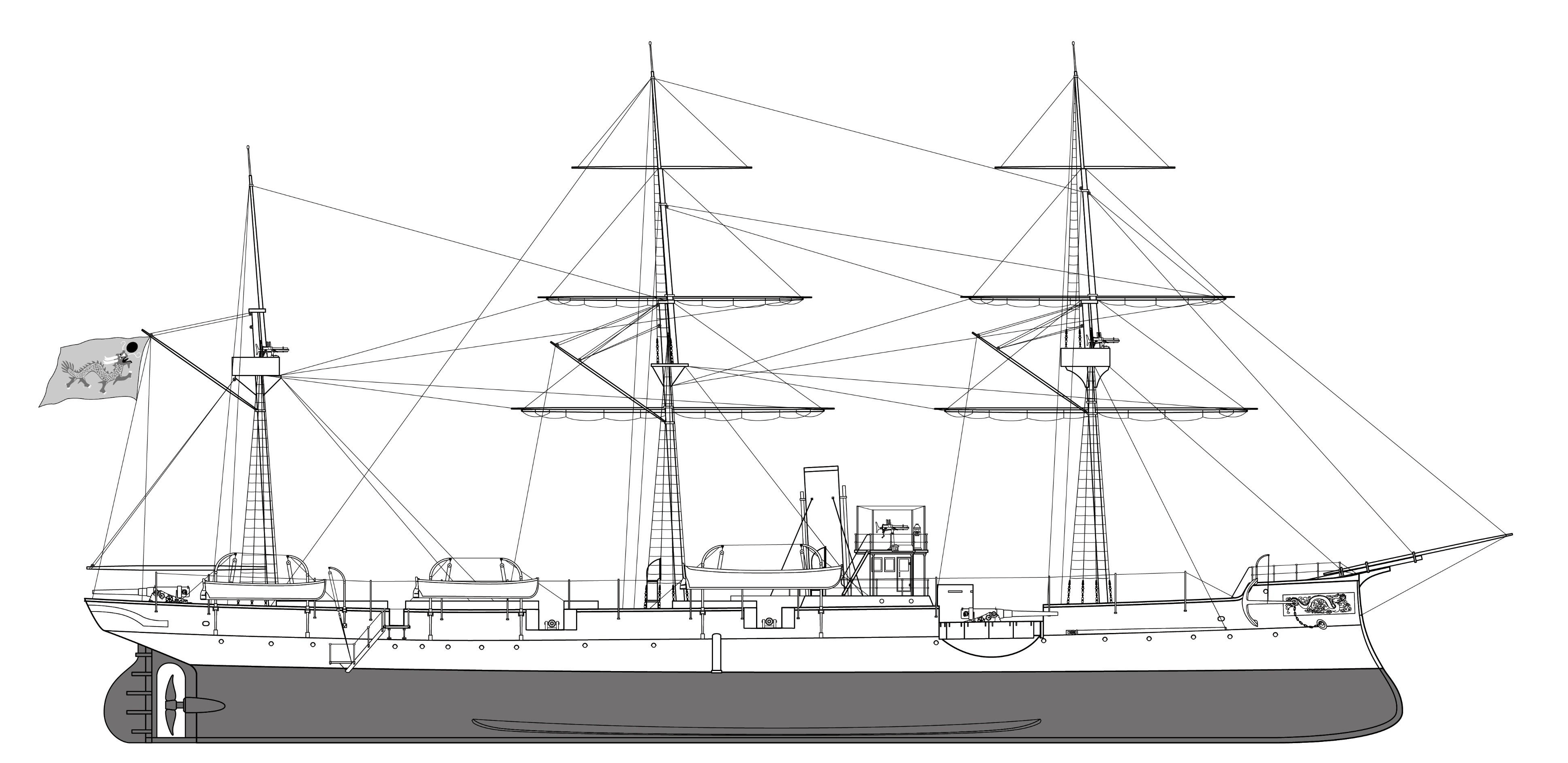 广甲舰种:铁胁木壳炮舰建造时间:1885年11月24日动工,1887年8月6日