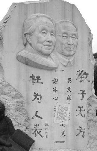 冰心身为文坛大师,亲孙子为何在她墓碑上涂字"枉为人表"?