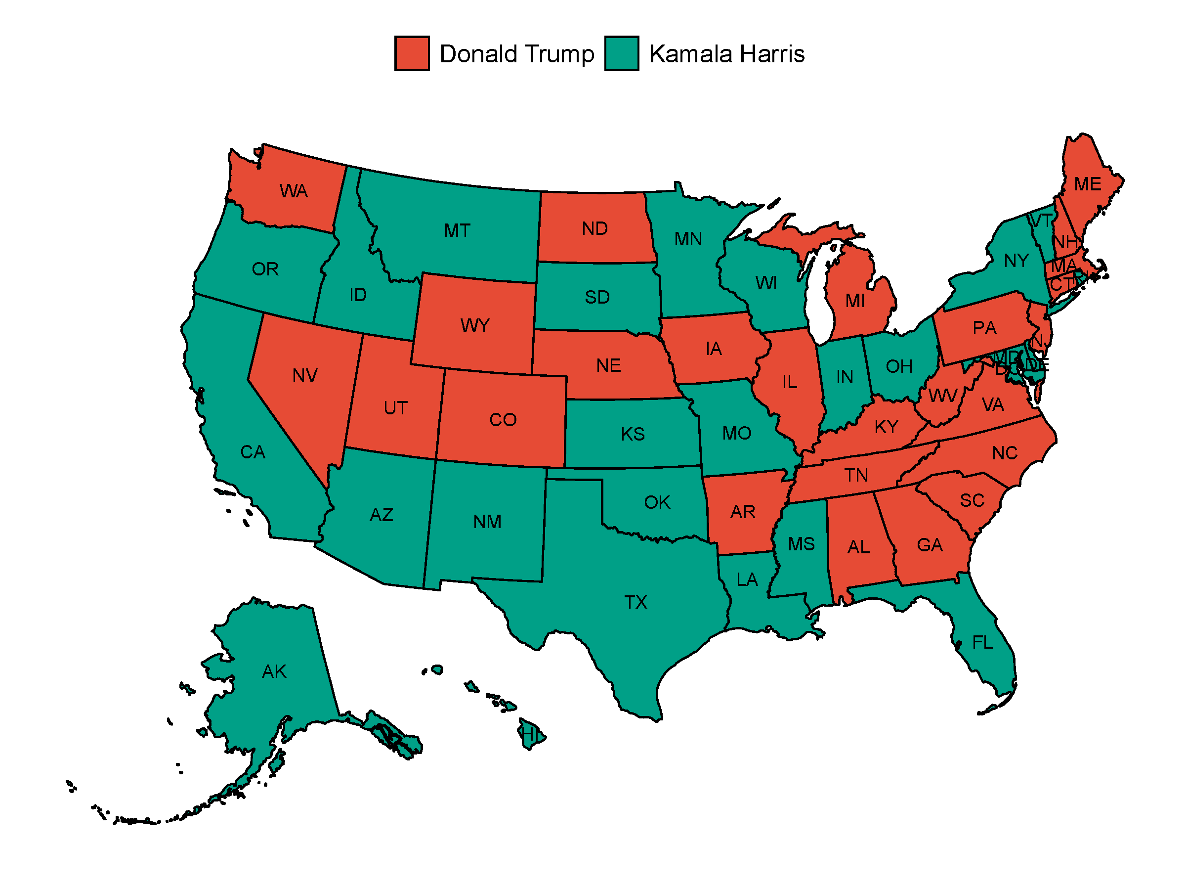 在线绘制带颜色标注的美国地图