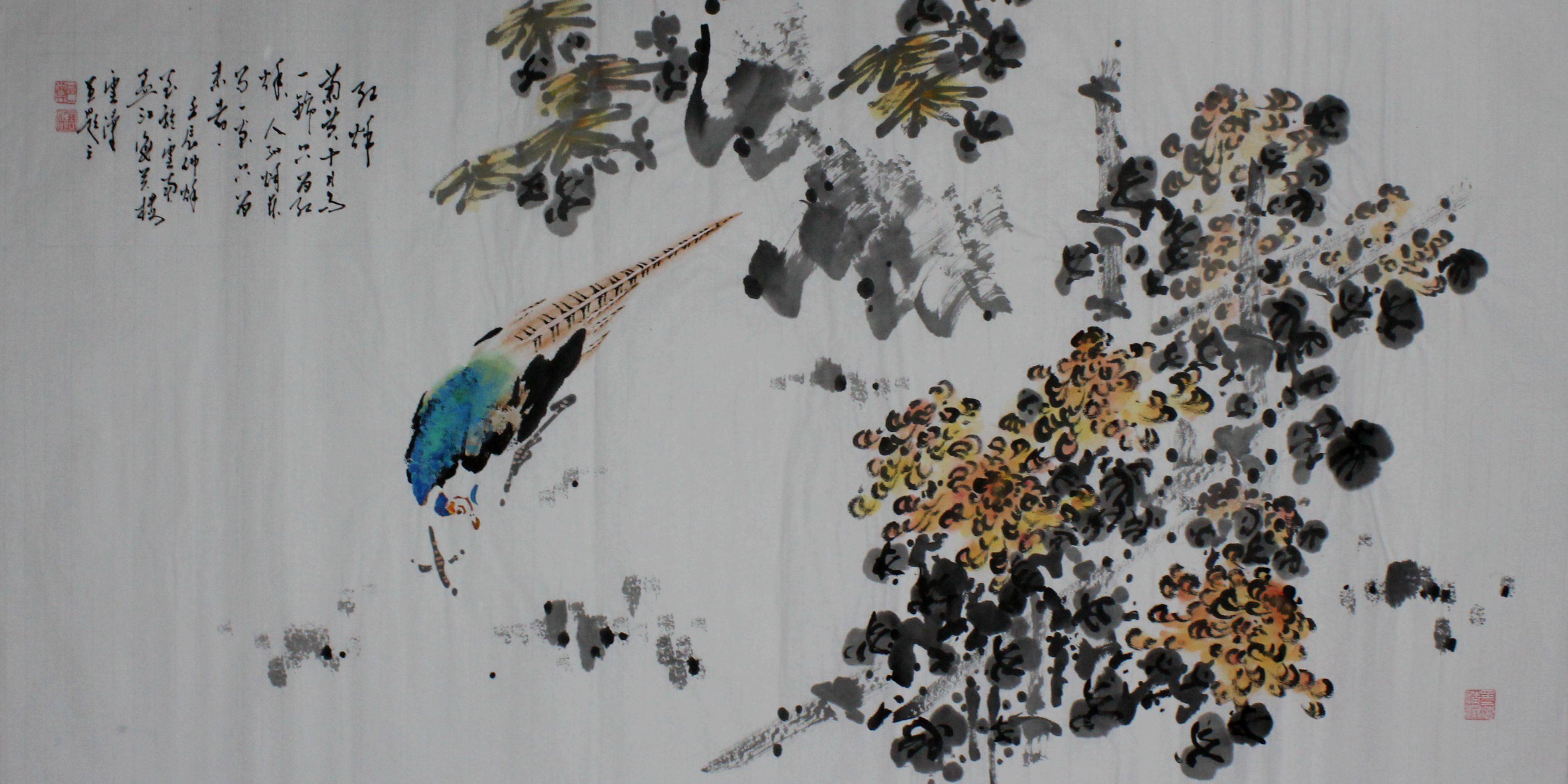 《喜雀图》(横幅)…画家郑云涛中国花鸟画作品 共赏