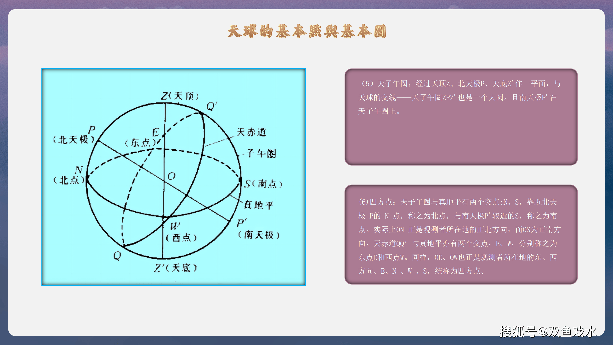 弧角天星运算学:天球的基本点与基本圈_地球_赤道_中心