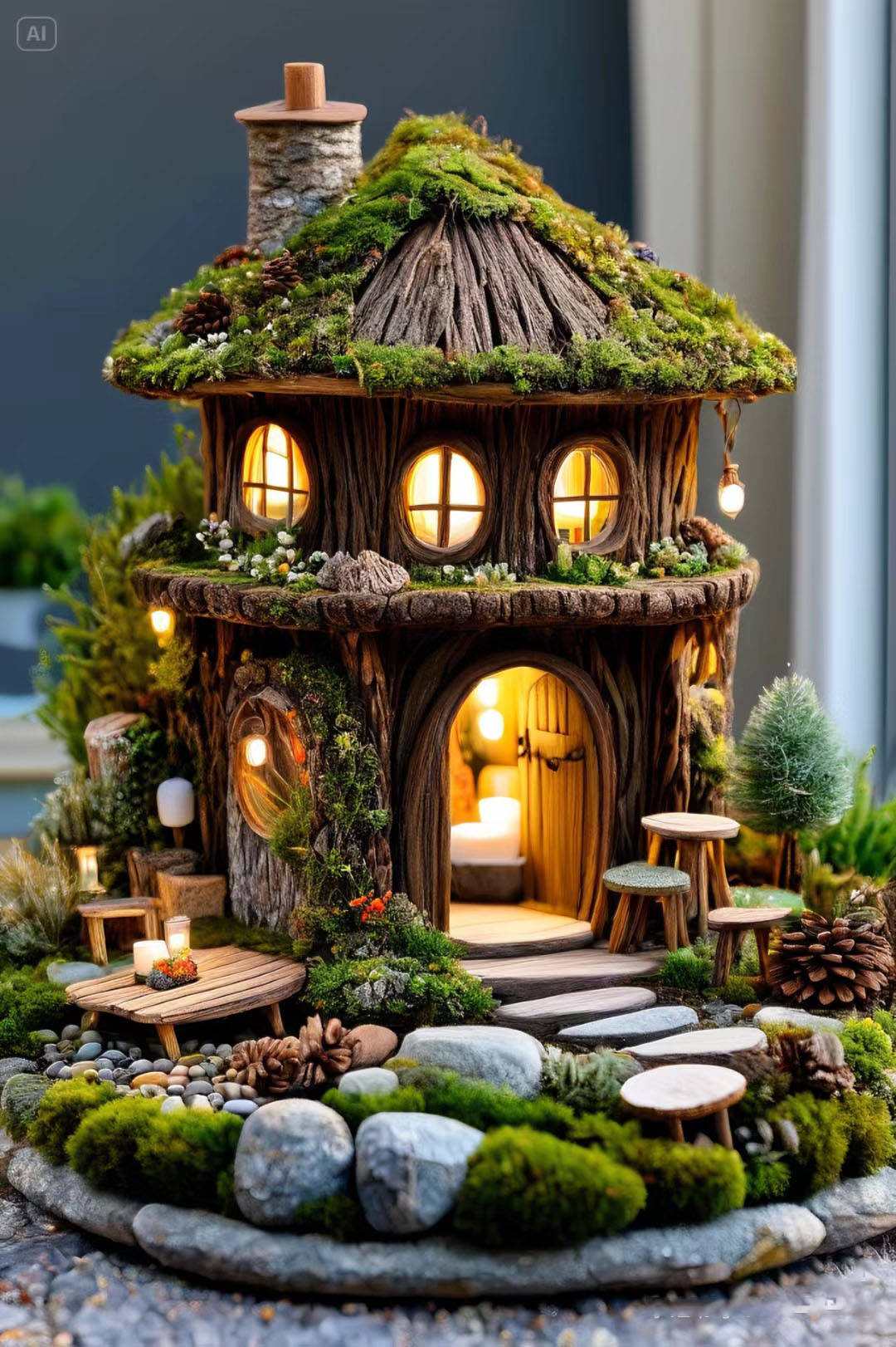 图文并茂,教你手工制作苔藓小屋微景观的构图技巧和制作注意事项:第2