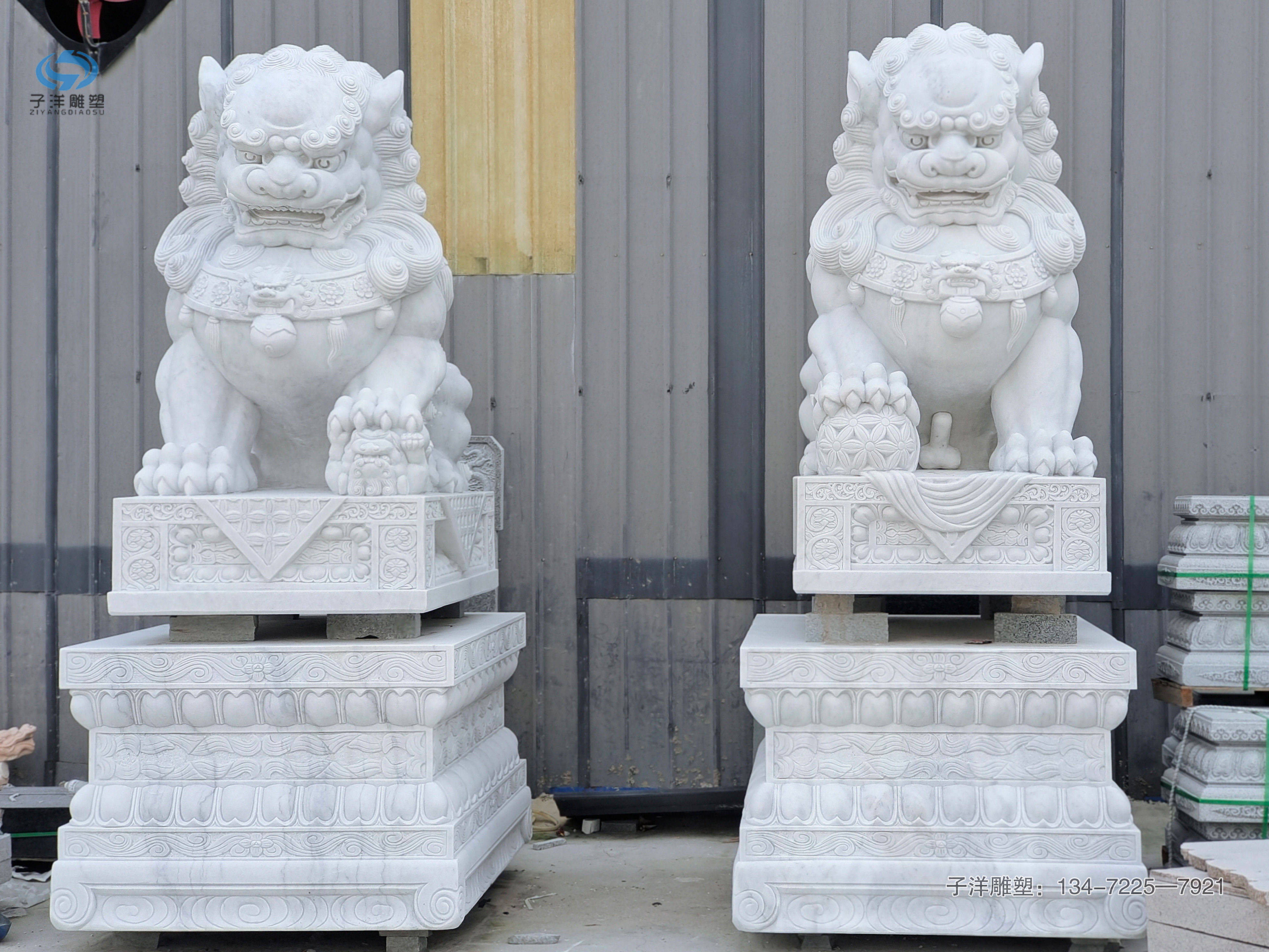 石狮子,汉白玉石狮子,门口石狮子,3米石雕狮子,石狮子一对西汉武帝