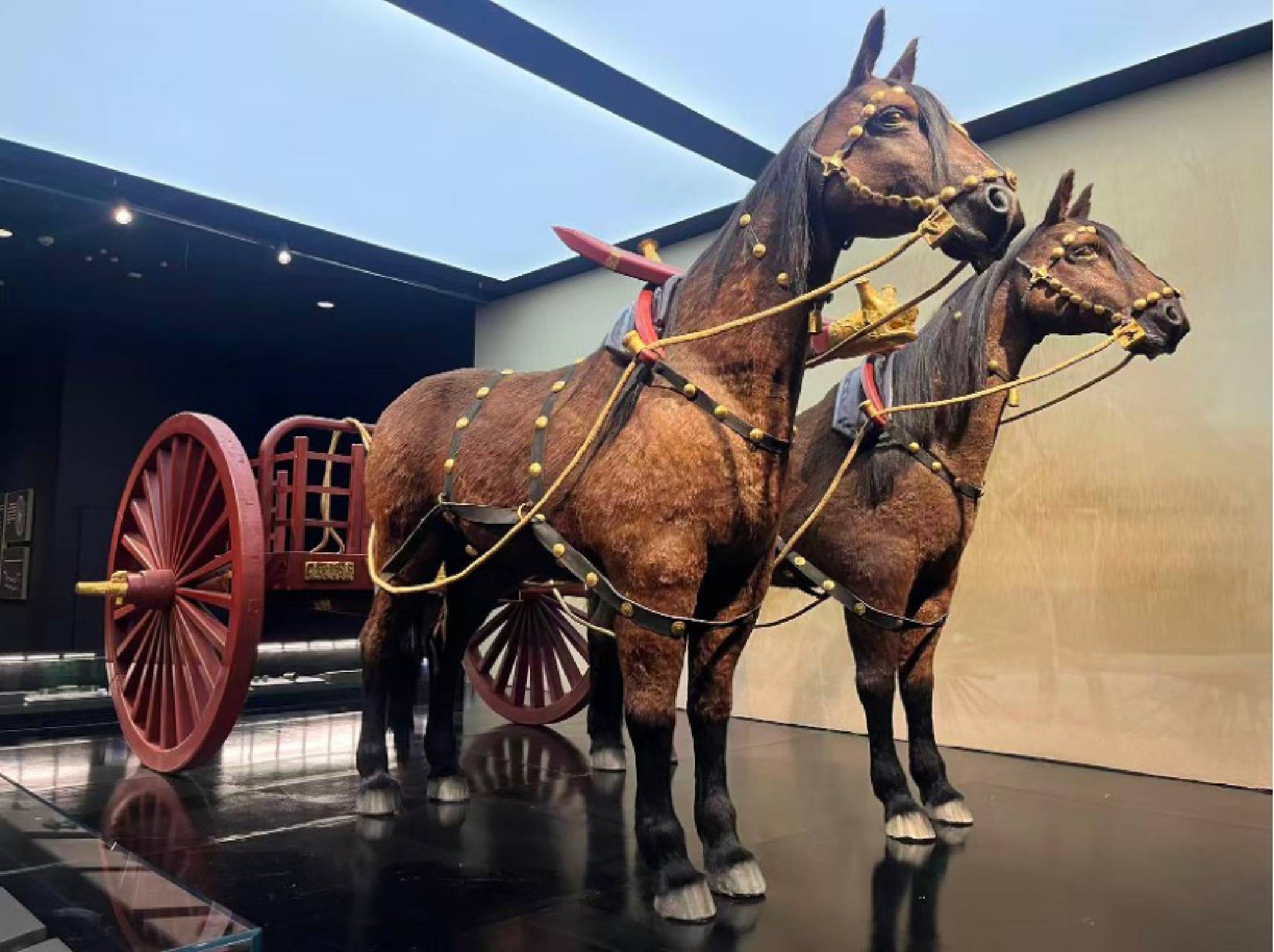 甲骨文中的车字,有车轮,车轴,车辕,车衡,甚至还有系在车衡上的马轭