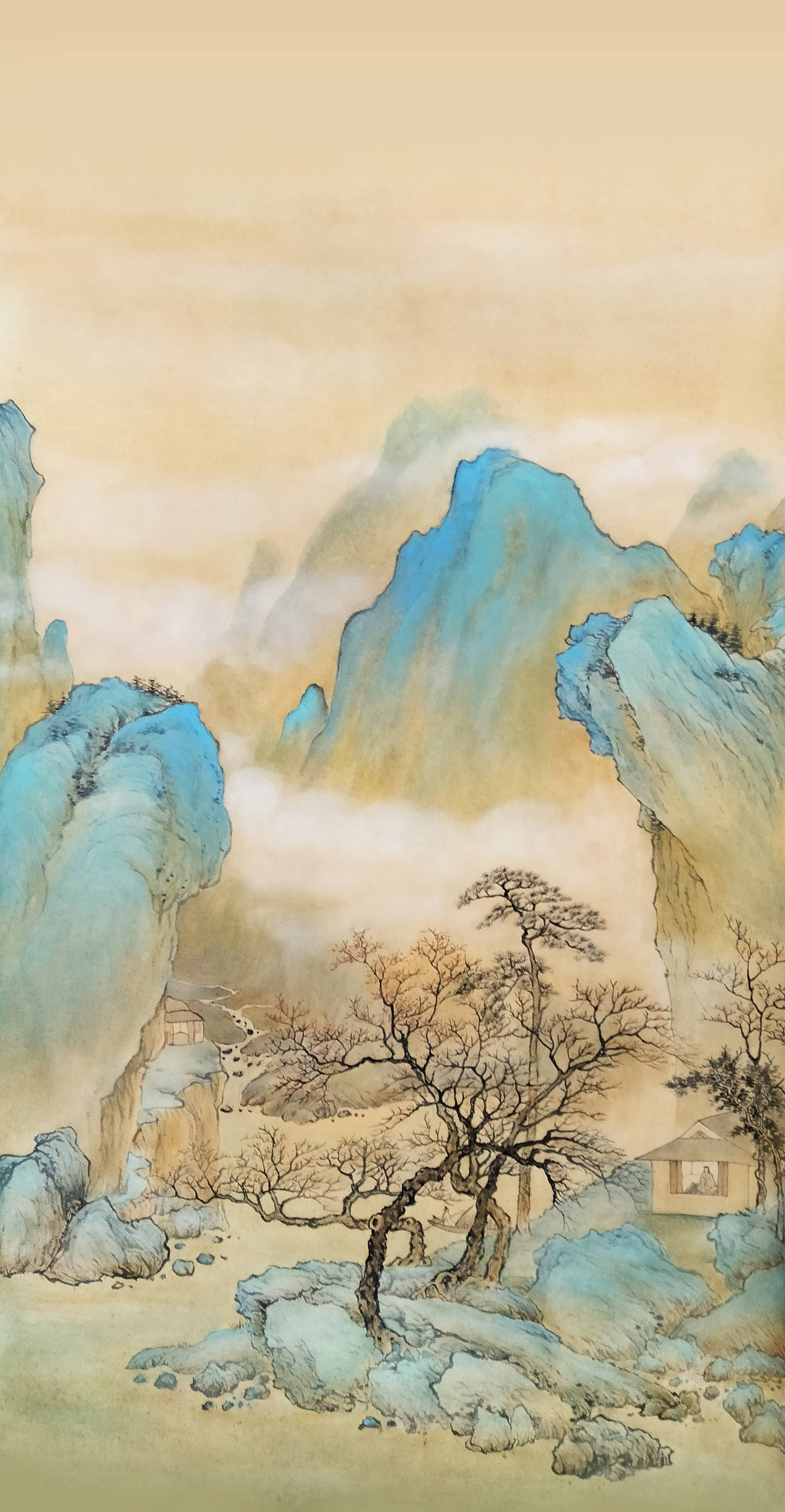 界画寒江---青绿山水界画《秋林书屋图》