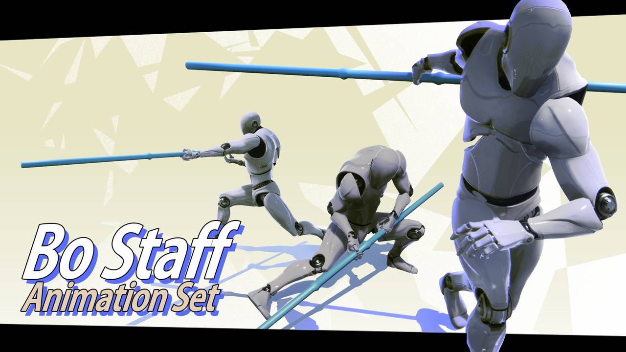ue5长棍棒格斗动画包，长棍角色动作包下载