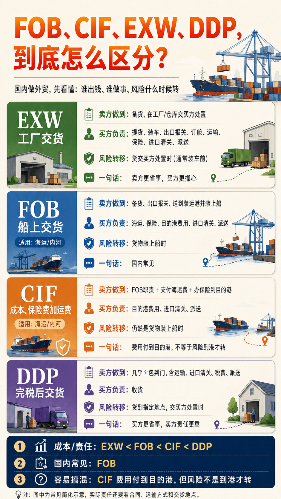 一文看懂FOB、CIF、EXW、DDP