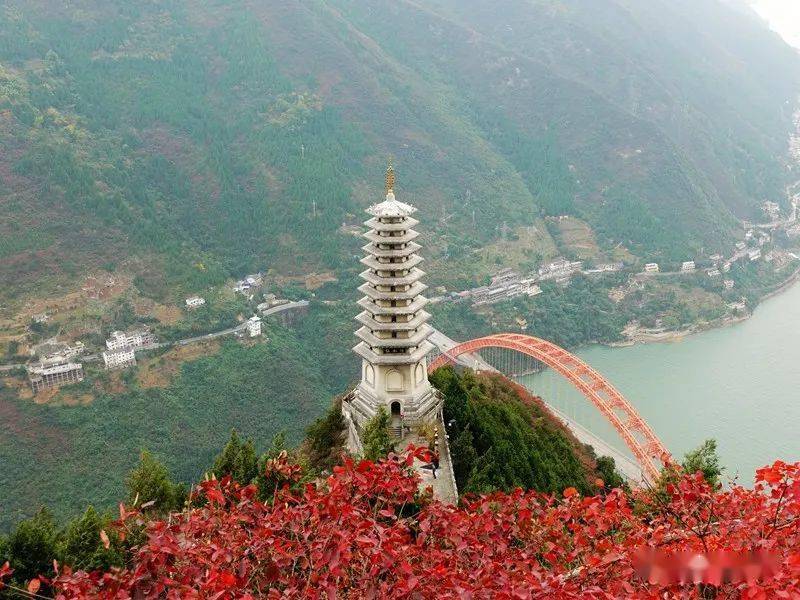 三峽徒步d2:巫山縣文峰觀 奔赴紅葉盛宴_臺階_山坡_紅色