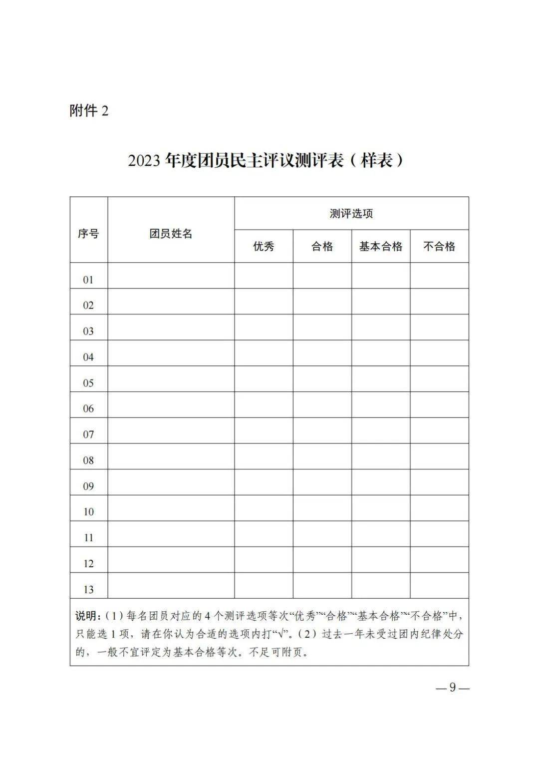 向上滑動閱覽分領域團員先進性評價參考細則(6類)團員民主評議測評表