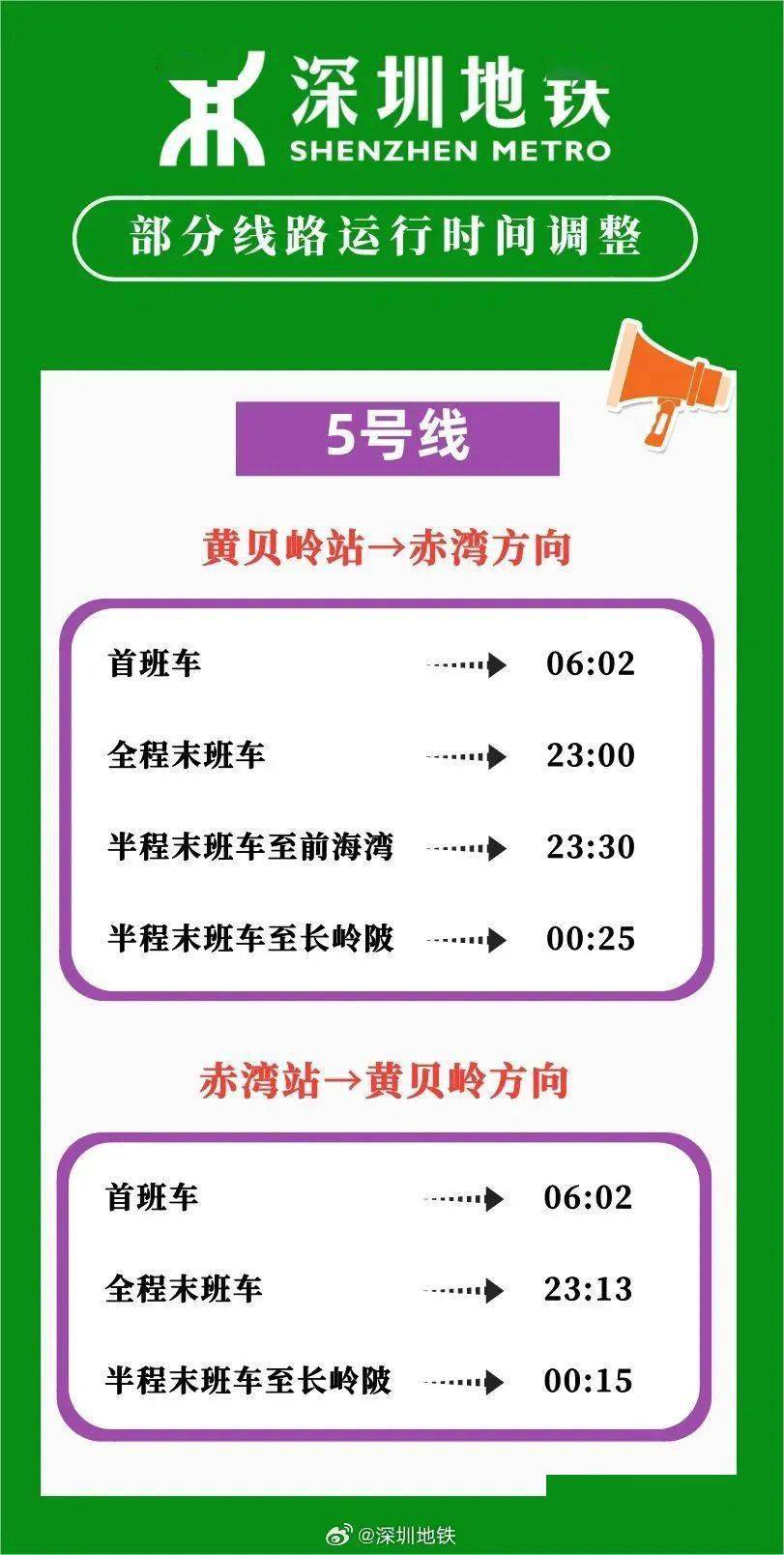 深圳地铁运营时间有变!