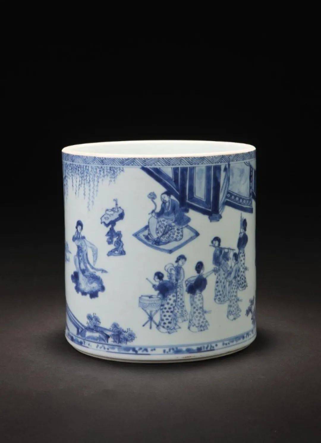 带残笔筒150万成交,看来以后连残器也买不起了?_乾隆_青花_人物