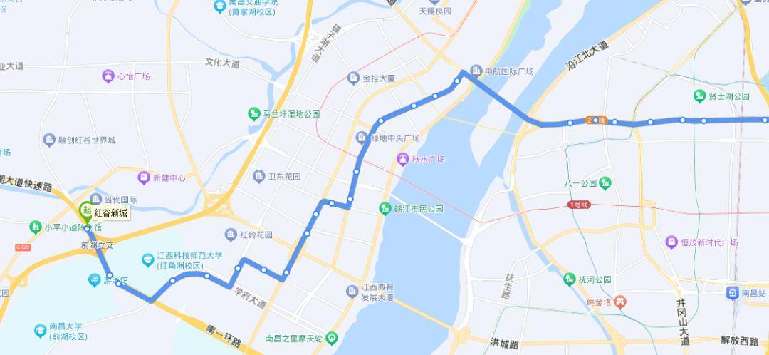 紅谷中大道—八一橋—陽明路—陽明東路文教路口(往返,全程30公里)