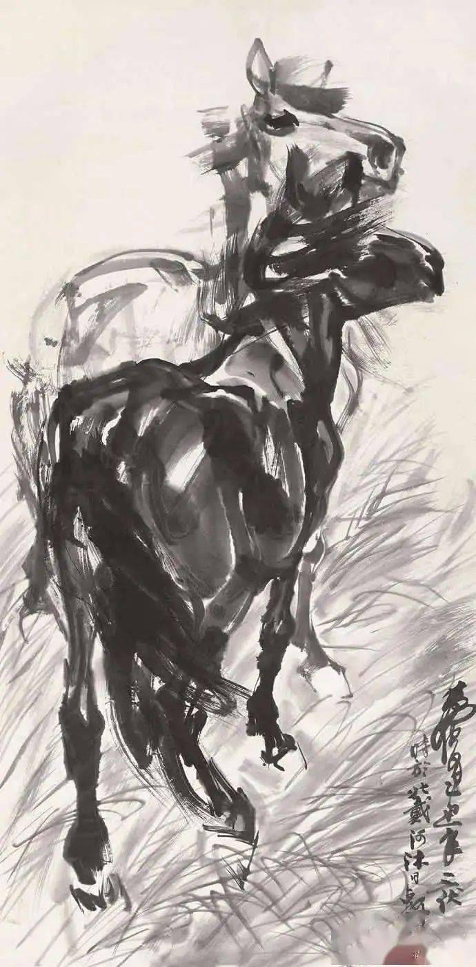 黄胄画马,气势奔放 !