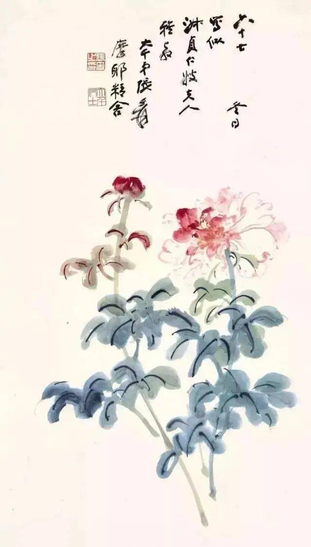 【国画天地】张大千的芍药花图,柔中蕴刚,意境闲逸!_花鸟_创作_走兽