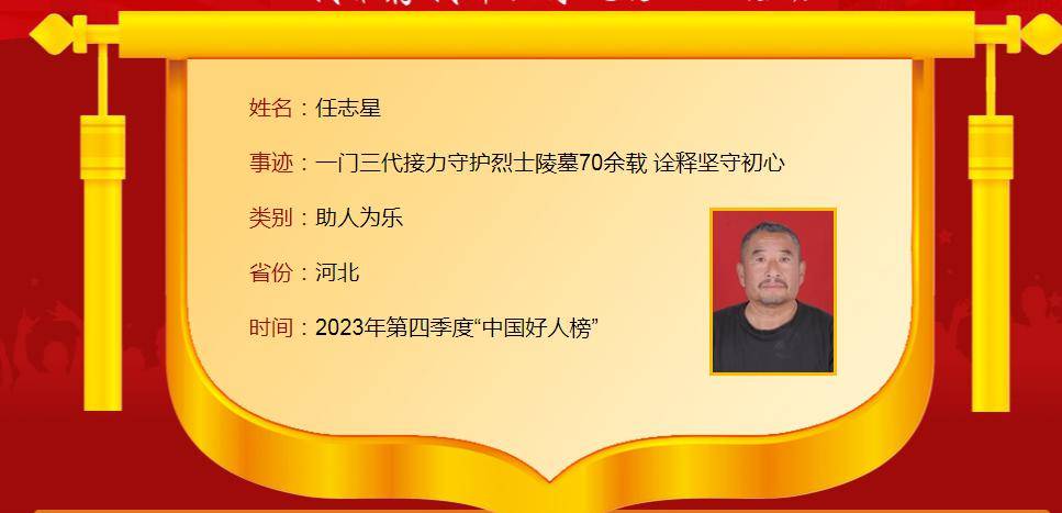 河北6人荣登2023年第四季度"中国好人榜"_英雄_王英_烈士