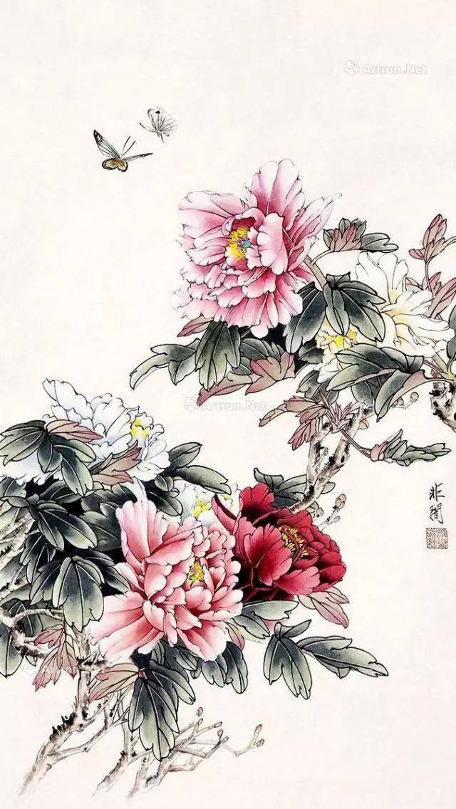 于非闇笔下从无寂寞的颜色 好蓬勃的牡丹_作品_都门_工笔