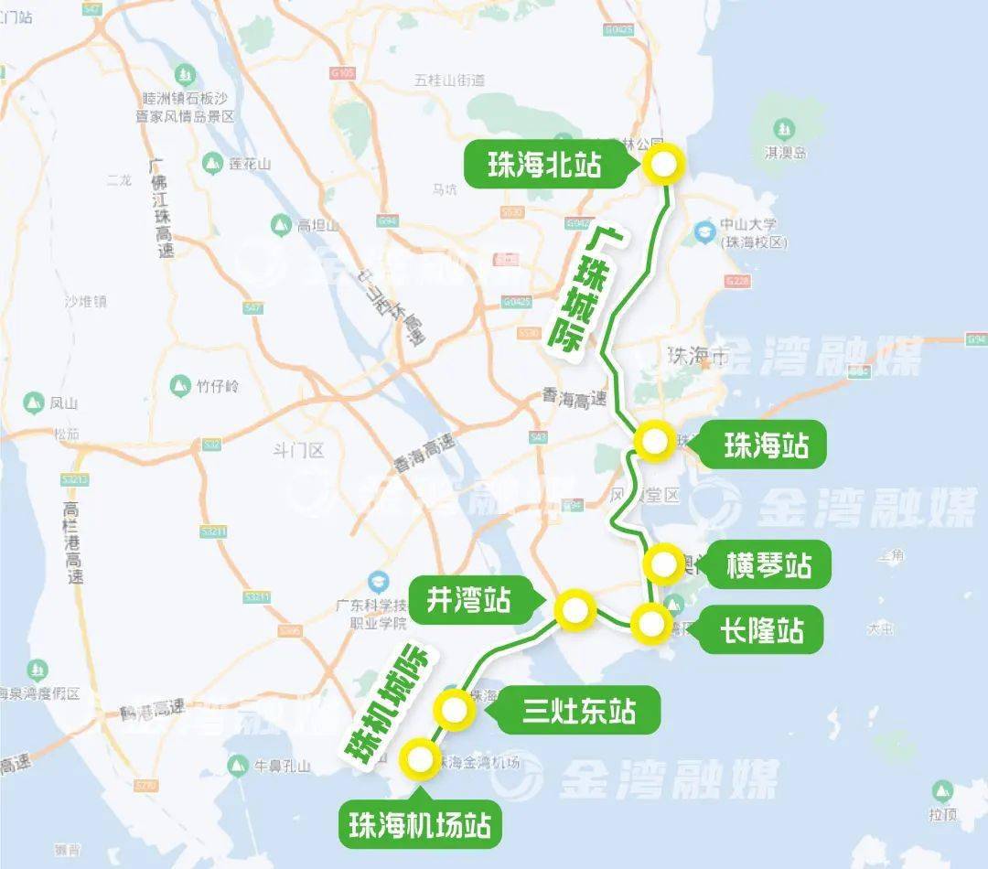 86千米,设6个车站;二期工程东起珠海长隆站,西至珠海机场站,全长22