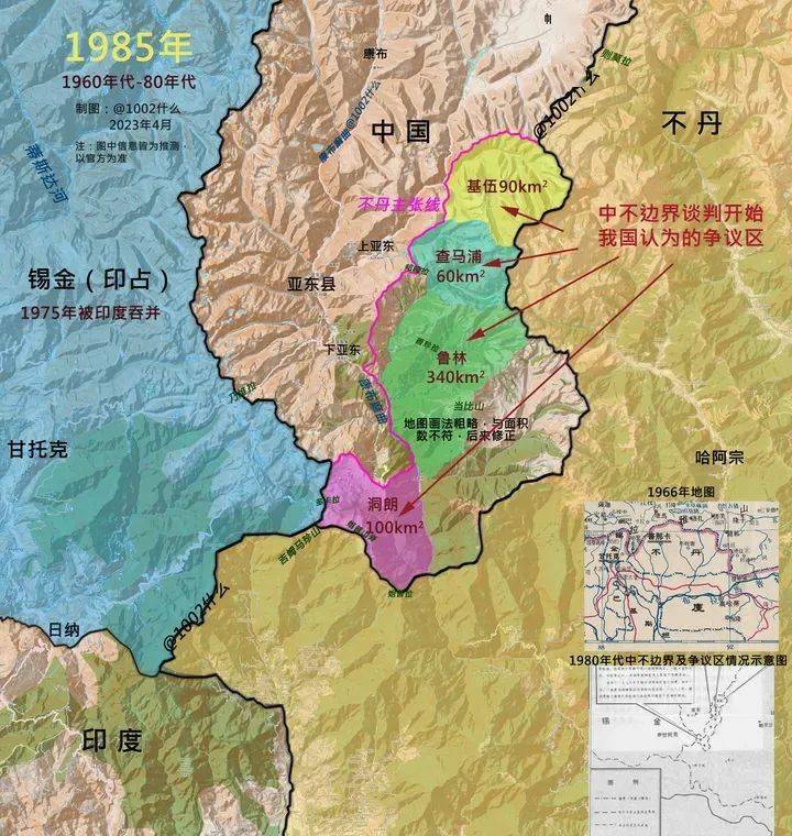 中国-不丹争议领土一览_地图_地理_公众