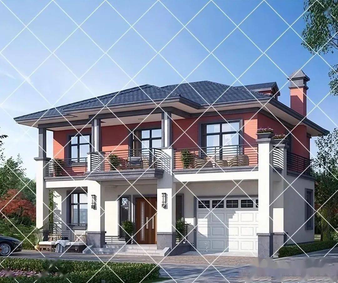 28款带车库二层农村别墅自建房,高颜值设计带车库自建别墅不求人_尺寸