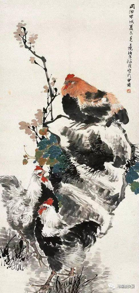 任伯年花鸟(局部)任伯年的花鸟画,总是把花与鸟连
