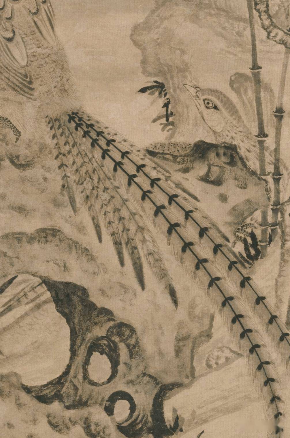 元王渊《桃竹锦鸡图》_水墨_故宫博物院_花鸟