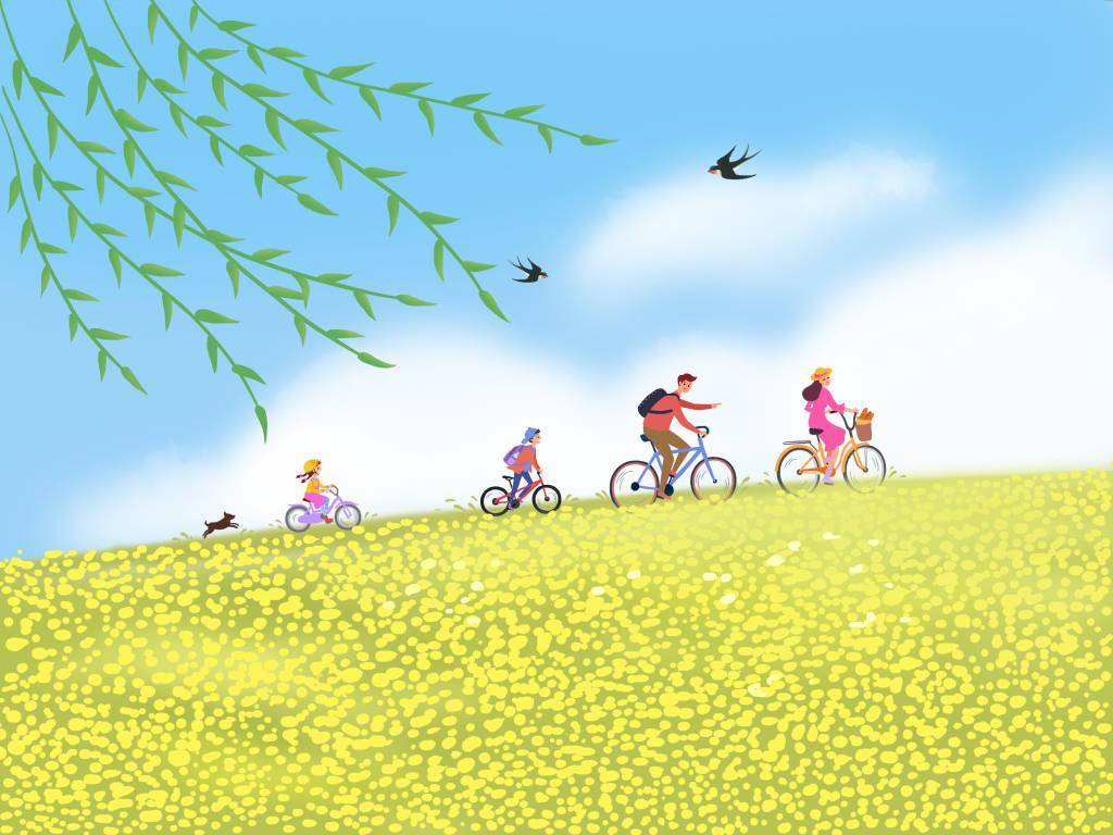 约上伙伴一起蹬车到郊外游玩,观察春天的美丽和生机,感受大自然的魅力