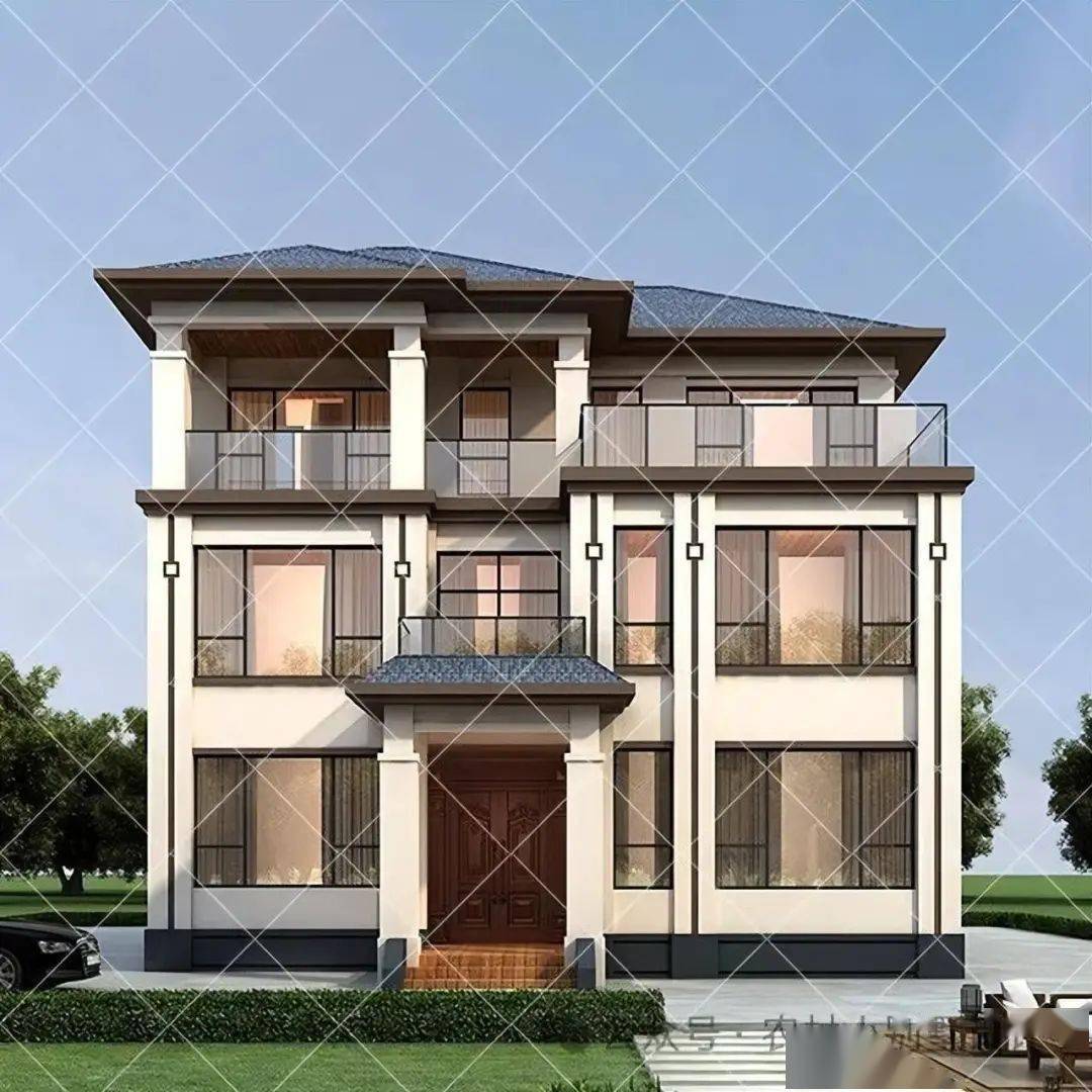 20款最漂亮的农村三层新中式自建房,农村最受欢迎三层新中式别墅