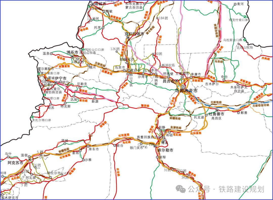 新疆火车路线铁路图图片