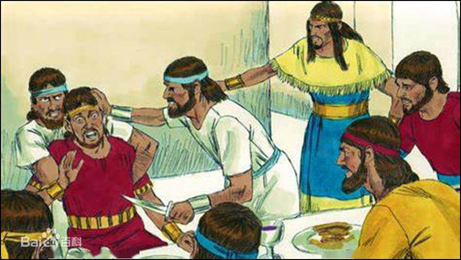 没想到,众王子在宴席上喝酒正畅快的时候,只听押沙龙大喝一声,手下人